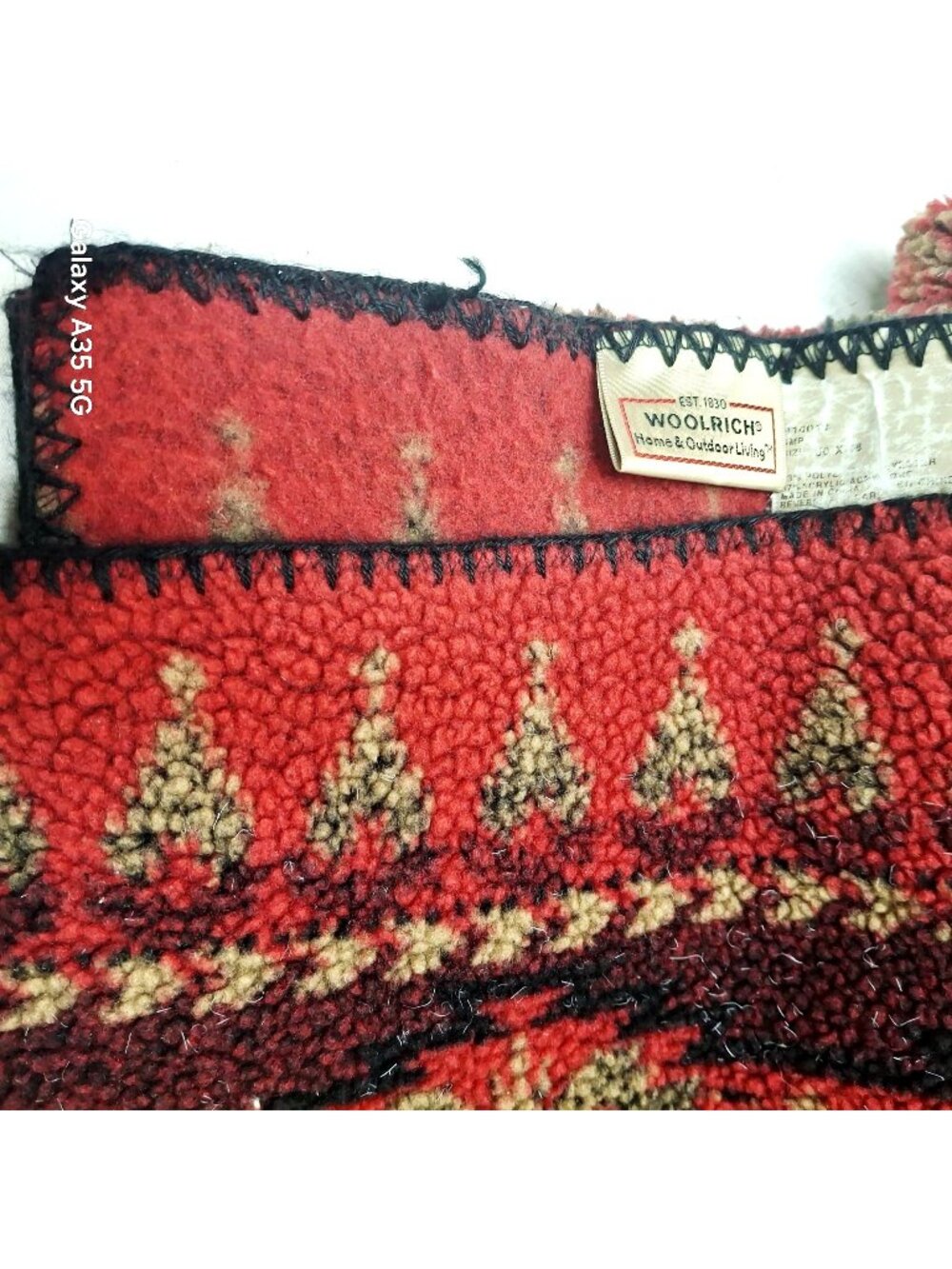 Woolrich Red & Tan Sherpa Throw Blanket With Horse & Navajo Print Design